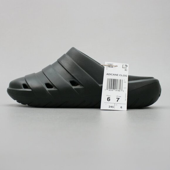 Adidas Ladies 7 Adicane Clogs Carbon Black Slip-on Mules Slides Sandals - HQ9918 - Picture 3 of 10